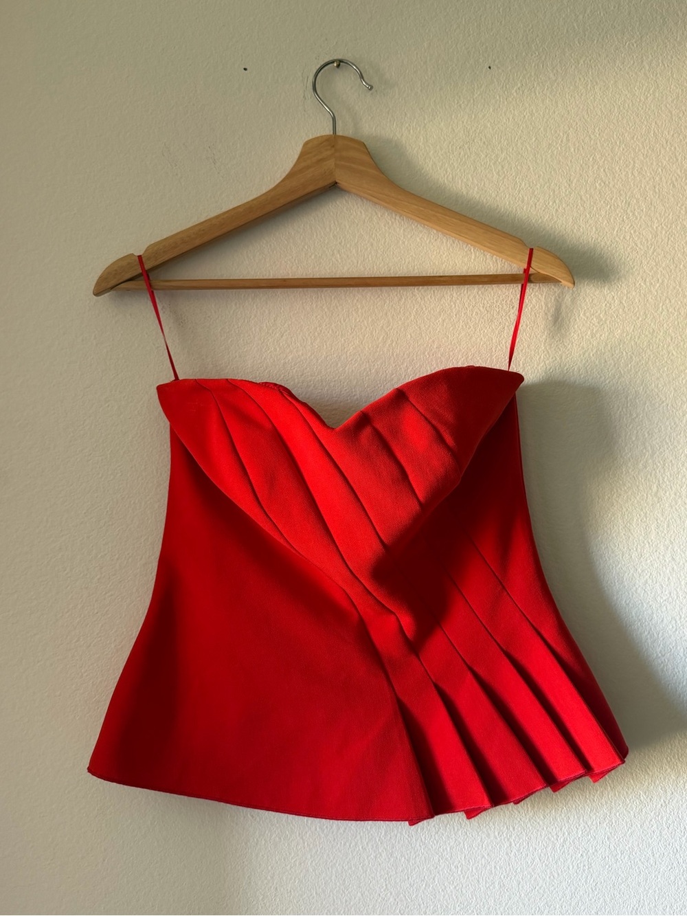 Trina Turk Red Pleated Sweetheart corset top